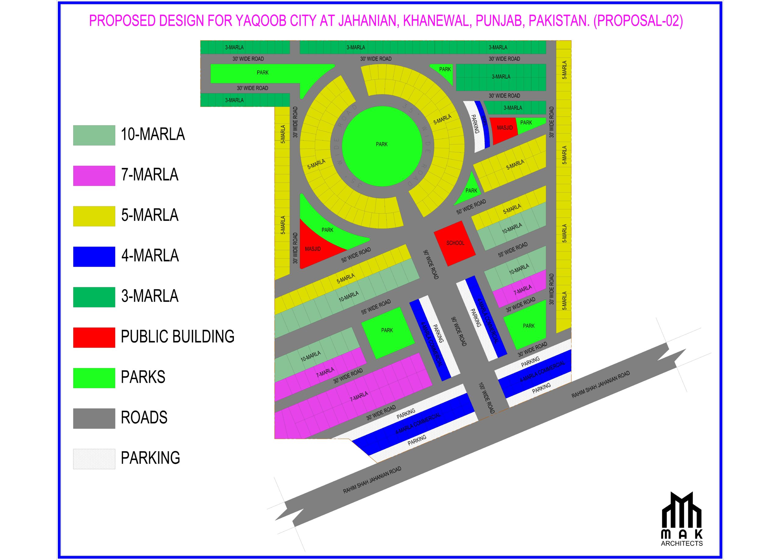 HOUSING SOCIETY MASTER PLAN DESIGN IN KHANEWAL Mak Architect